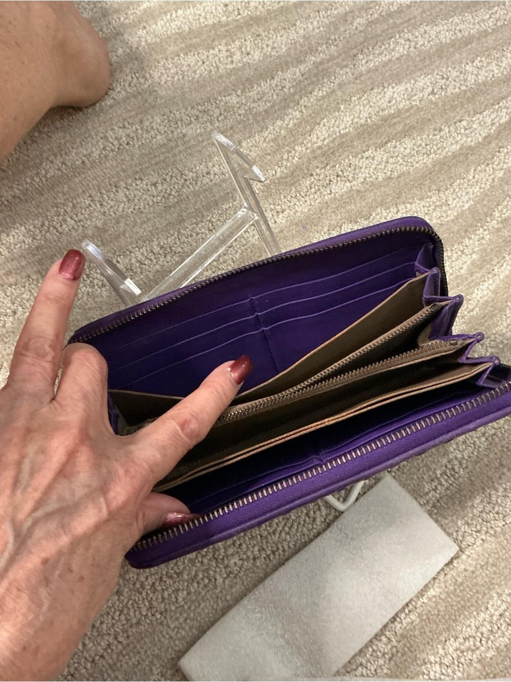 Bottega Veneta Intrecciato Purple Woven Leather Continental Zip Around Wallet - Picture 12 of 15